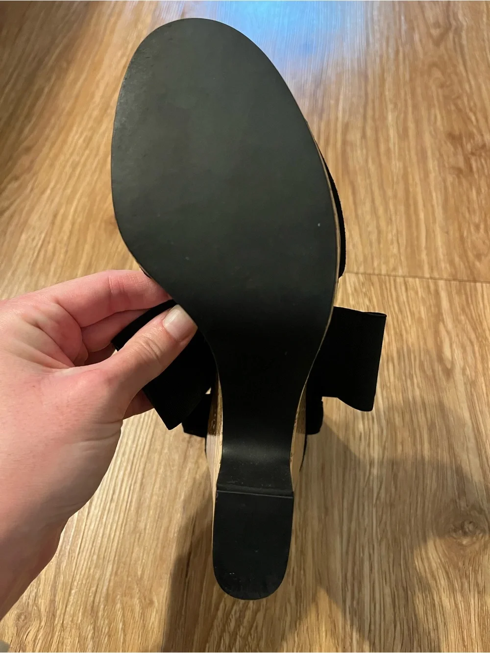 Diane Von Furstenberg Black Crisscross Elastic Wedge Sandals